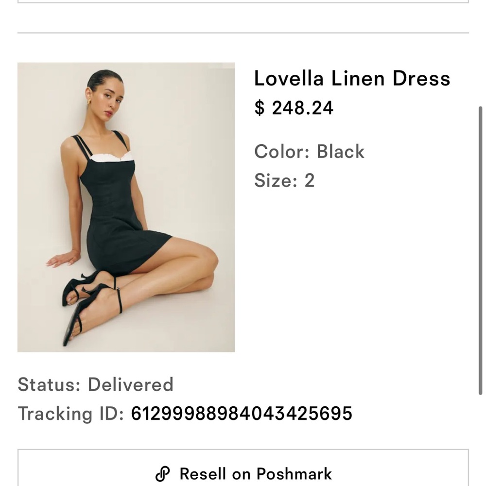 Reformation Lovella Linen Dress Black - Size 2